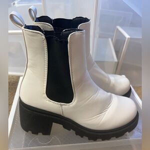 White and Black Women's Ankle Boots